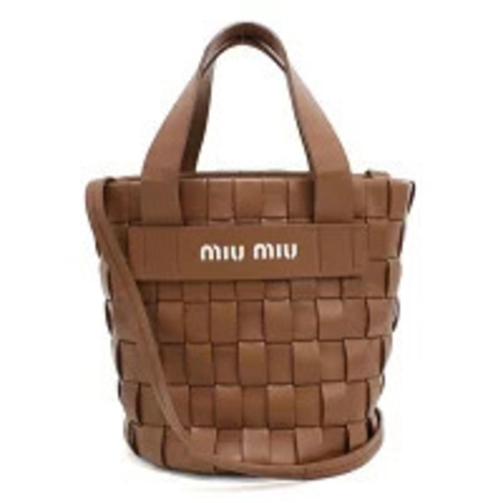 Miu Miu Intreccio Leather Brown Handbag